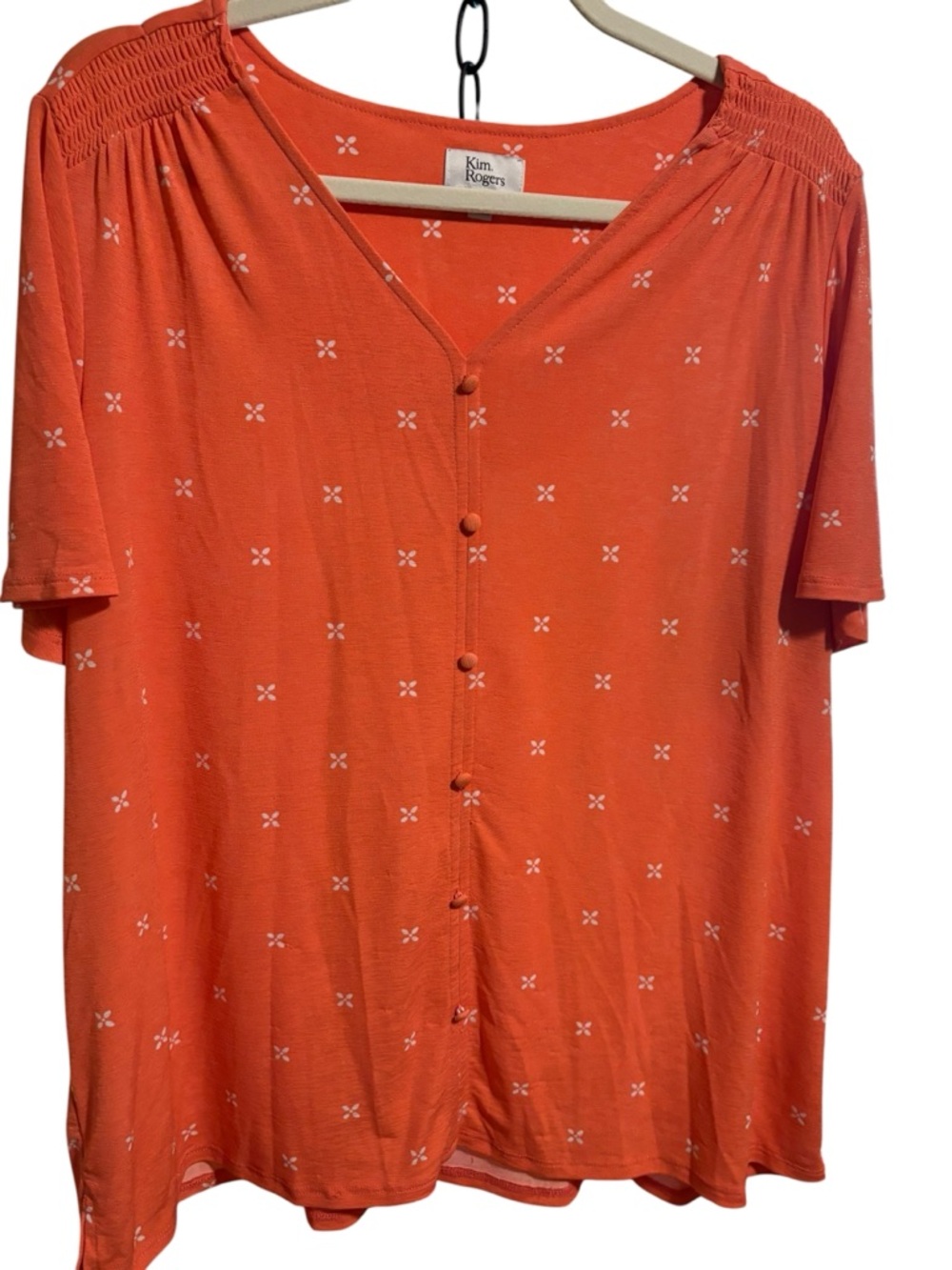 Kim Rogers Orange Short Sleeve Button Front Blouse